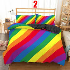 3d rainbow stripe printed bedding