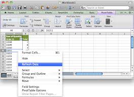 Ms Excel 2011 For Mac How To Refresh A Pivot Table