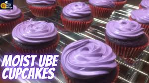 moist ube cupcakes with ube cream