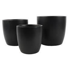 Planter Pot Estelle Set Of 3 Black