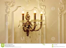 Vintage Chandelier Sconce Lamp With Candle Lights On Light