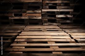 a pile of wooden pallets stacked on top