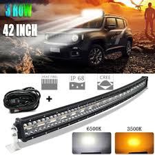 42inch Amber White Curved 3260w Led Light Bar Combo Spot Flood Off Road Jeep 44 Ebay