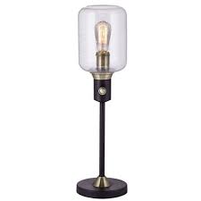 Seeded Glass Edison Style Table Lamp
