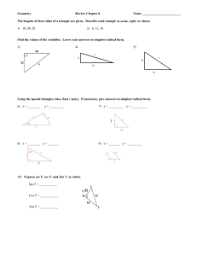Tell whether the side lengths form a pythagorean triple. Geometry A Trig Ratios Worksheet Name Find The Sine Cosine And