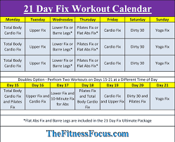 21 Day Fix Workout Schedule Portion Control Diet Sheets