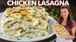 en lasagna with creamy white sauce
