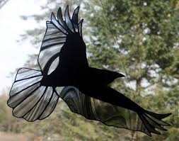 Raven Stained Glass Bird Raven Art