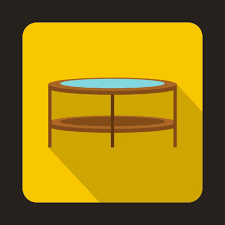 A Round Glass Coffee Table Icon In Flat