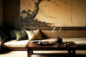 Asian Low Sofa In Japanese Living Room