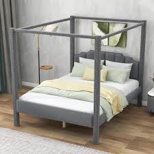 Urtr Gray Wood Frame Queen Size