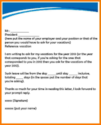     Vacation Letter Template   Free Sample  Example Format     Requesting letter format image collections letter samples format    how to  write a letter of leave