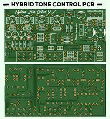 Component list and pcb layout design is provided. Stereo Hybrid Tone Control Electronic Circuit