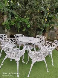 White Cast Aluminium Garden Chairs Set