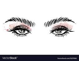 eye makeup and brow on white background
