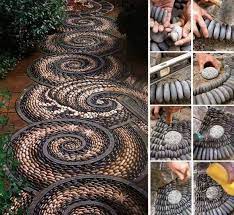 Wonderful Diy Spiral Rock Mosaic Path