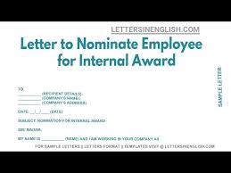 employee nomination for internal award