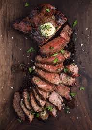 grilled sirloin steak topped with