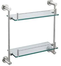 wall mounted corner 2 tier glass shelf