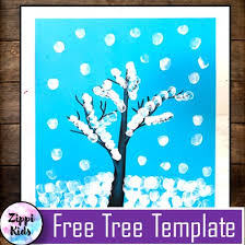 winter tree finger painting art and craft