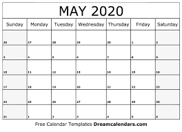 Free May 2020 Printable Calendar Dream Calendars
