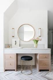 round mirror over makeup vanity design