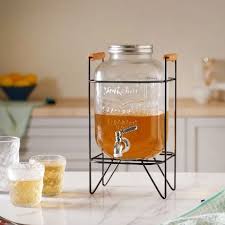 glass drink dispenser with stand in