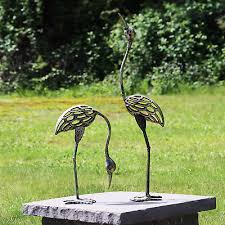 Cast Iron Garden Decor Crane Bird