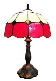 83115 Red Stained Glass Lamp With Satin