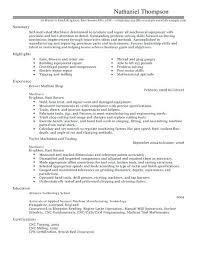 Machinist Resume Template Example Examples Of Best Ideas Sample