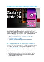 A simple sync up with your computer will automatical. How To Set Your Favourite Music As Ringtone Of Samsung Galaxy Note 20 By Phoneskill Issuu