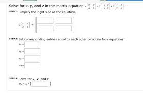 Y And Z In The Matrix Equation Chegg