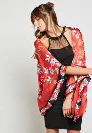 ted baker red kyoto gardens cape scarf