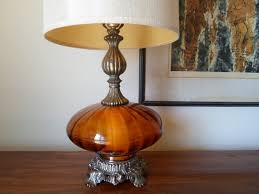 Hand Blown Orange Glass Table Lamp