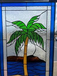 Palm Tree Stained Glass Window Panel