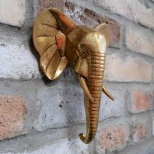 Gold Elephant Head Wall Art 21cm