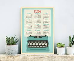 Yearly Wall Calendar 2024 Office Decor