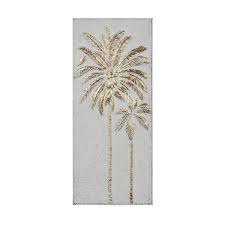 Metal Gold Relief Palm Tree Wall Decor