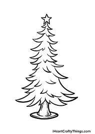 cartoon christmas tree drawing how to