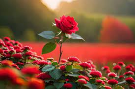 Premium Photo A Red Rose In A Garden