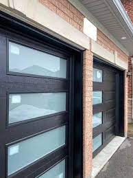 A Garage Door With Windows