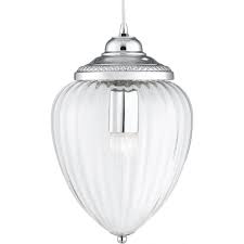 Clear Ribbed Glass Ceiling Pendant