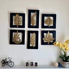 Brass Leaf Wall Hanging Set Of 6