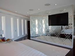 custom bedroom mirrored accent wall