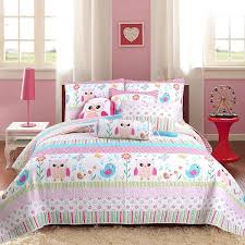 Cozy Line Spring Time Birds Owl Fl Pink Quilt Bedding Set With Throw Pillows Twin