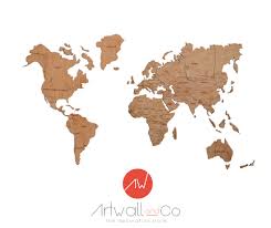 World Map Wood Decoration Artwall And Co