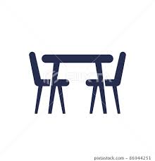 Dining Table And Chairs Icon Isolated