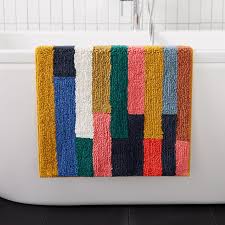 organic landscape stripes bath mat