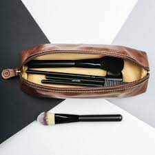 personalised leather makeup brush