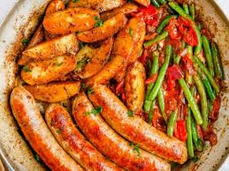 one pan sausage and vegetables table